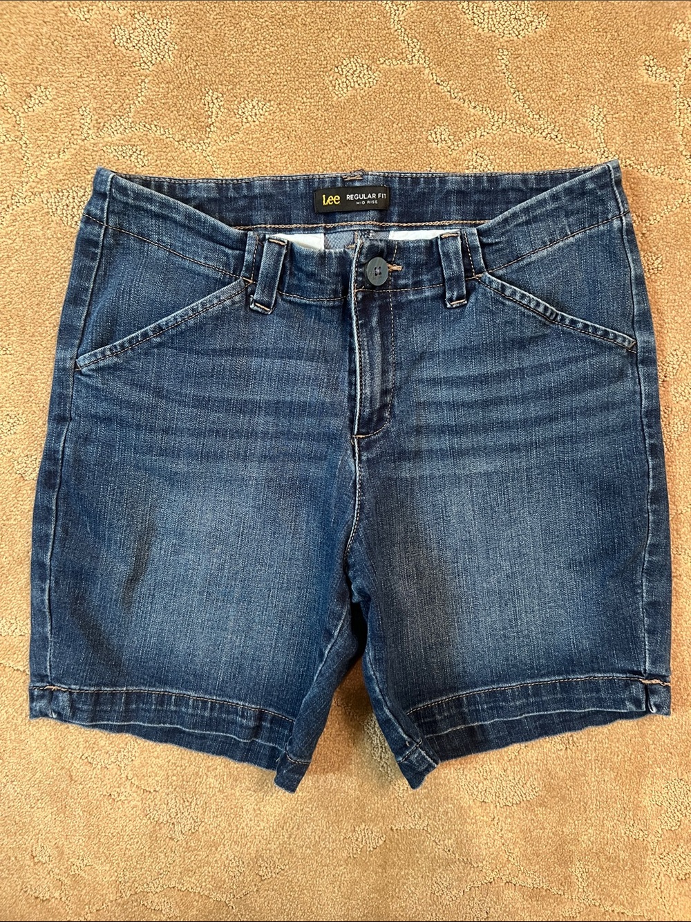 Lee Dark Blue Denim Mid-Length Women's 7” Shorts, Sz 4